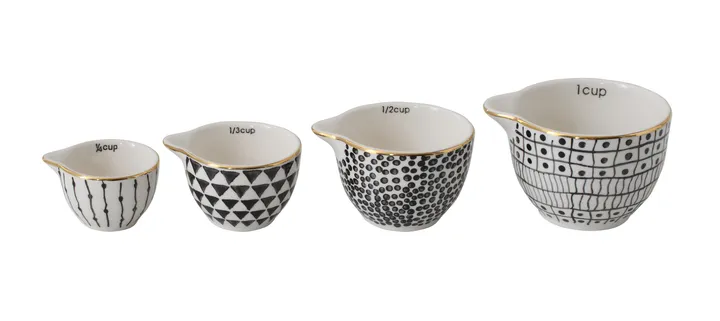 Storied Home Chic Black & White Stoneware Measuring Cups Set