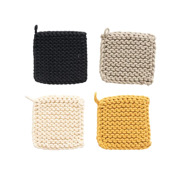 Storied Home Cotton Crocheted Pot Holder Set