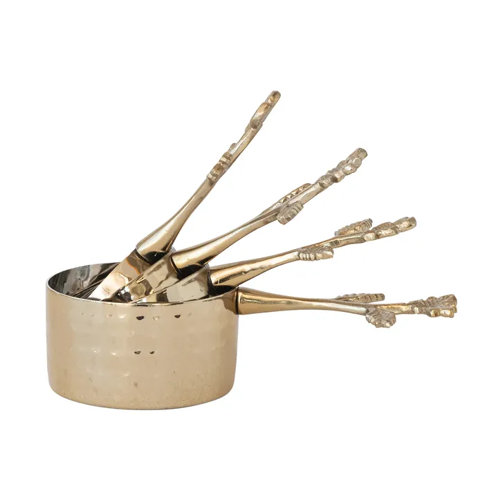 Storied Home Elegant Gold Finish Measuring Cups Set With Floral Handles