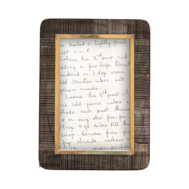 Storied Home Hand-Carved Horn Photo Frame With Brass Border
