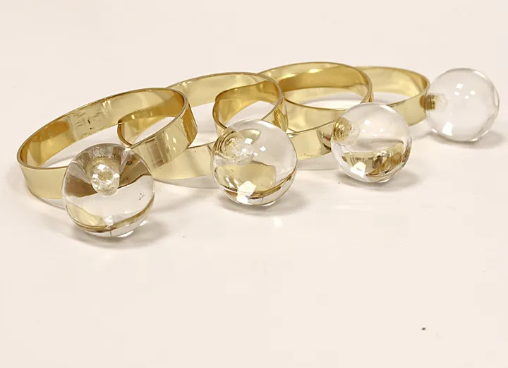 Classic Touch Napkin Rings With Clear Ball Detail