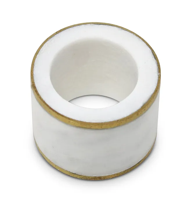 Classic Touch Napkin Rings Marble With Gold Border
