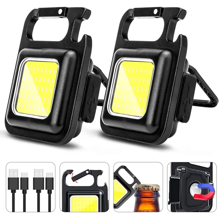 Infinite Basics Rechargeable COB Keychain Light With Stand & Opener For Camping