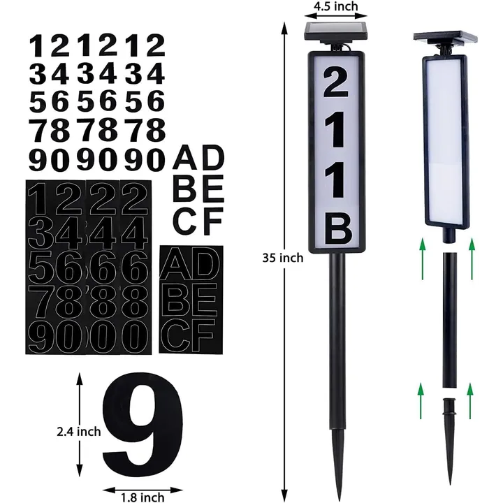 Infinite Basics Solar LED House Address Sign With Ground Stake For Yard Or Garden