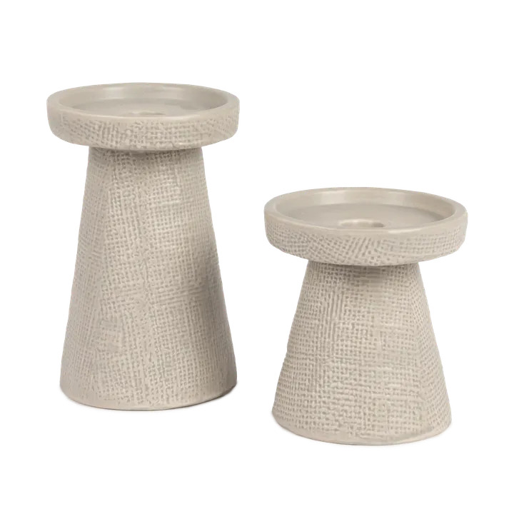 Storied Home Stoneware Pillar & Taper Candle Holders
