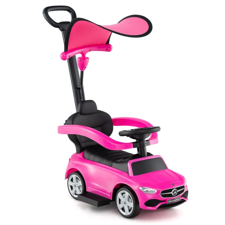 Gbruno Store 3-in-1 Ride on Push Car Mercedes-Benz Licensed Sliding Car with Canopy