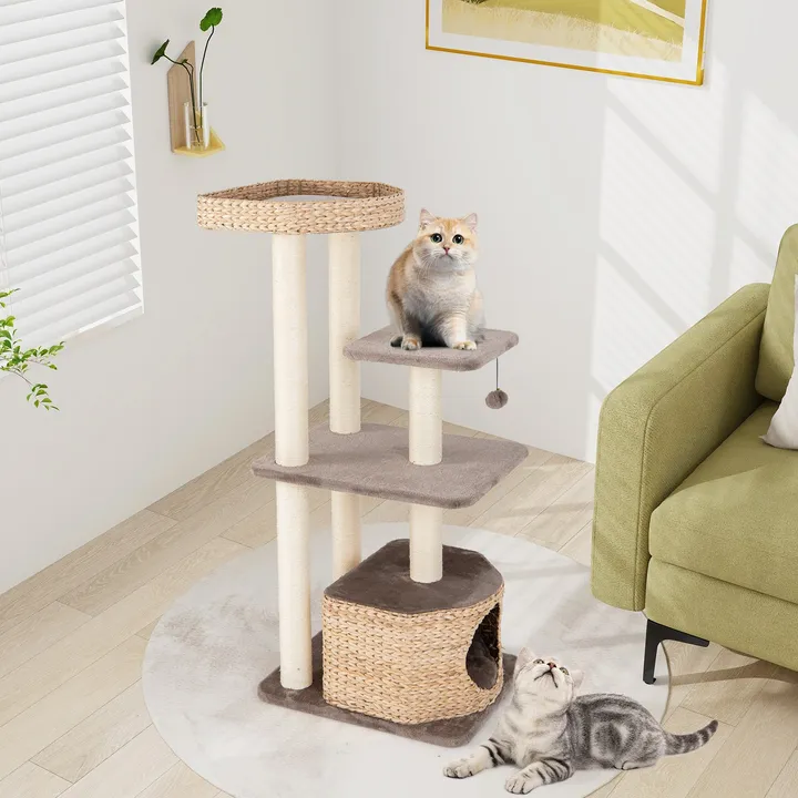 Gbruno Store 4-Layer Cat Tower With Scratching Posts Condo And Washable Cushions