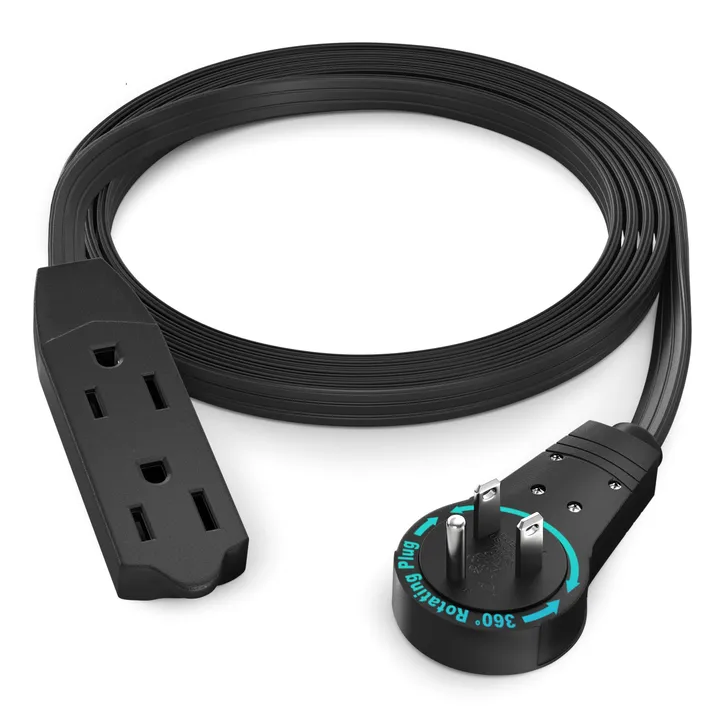 Maximm Cable Maximm Cable 360° Rotating Flat Plug Extension Cord, 16 AWG 3 Outlet