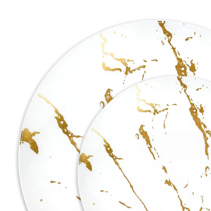 Smarty Had a Party Marble Stroke Round Disposable Plastic Dinnerware Value Set