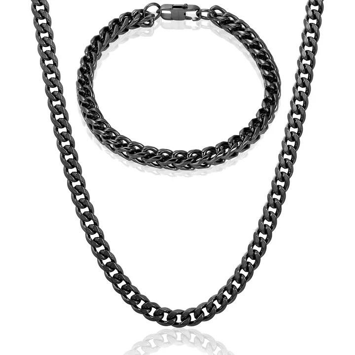West Coast Jewelry Crucible Jewelry Franco Bracelet And Curb Necklace Chain Set