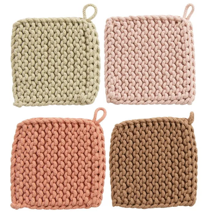 Storied Home Square Cotton Crocheted Potholder