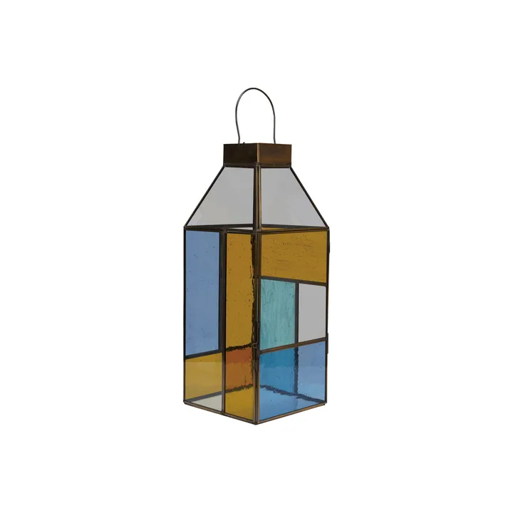 Storied Home Stained Glass & Copper Lantern Candle Holder