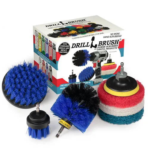 Drillbrush 4in, 2in Blue Brushes With 4in Pads - Medium - Pool & Marine