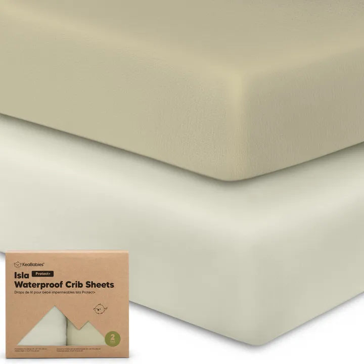 KeaBabies 2-Pack Isla Protect+ Waterproof Crib Sheets