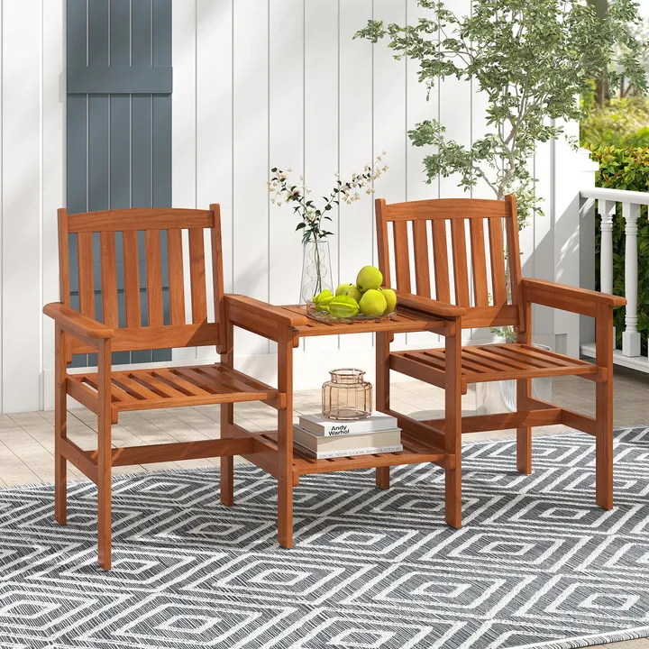 Directdeals 2-Seater Outdoor Patio Furniture Set With 1.57 Inch Umbrella Hole