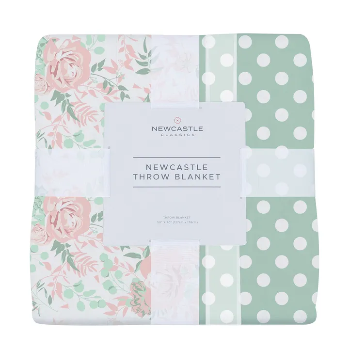 Newcastle Classic Desert Rose And Jade Polka Dot Cotton Muslin Throw Blanket