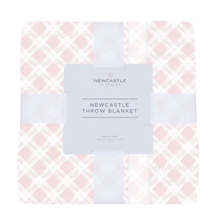Newcastle Classic Primrose Pink Plaid Cotton Muslin Throw Blanket
