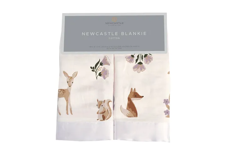 Newcastle Classic Sierra Fox And Deer Cotton Muslin Security Baby Blankie
