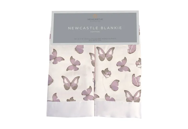 Newcastle Classic Winsome Butterflies Cotton Muslin Security Baby Blankie