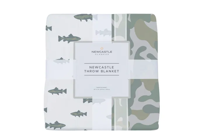 Newcastle Classic Gone Fishing And Hunter's Camo Bamboo Newcastle Throw Blanket