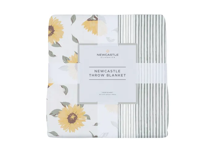 Newcastle Classic Sunflower Farm And Sage Green Stripe Newcastle Throw Blanket
