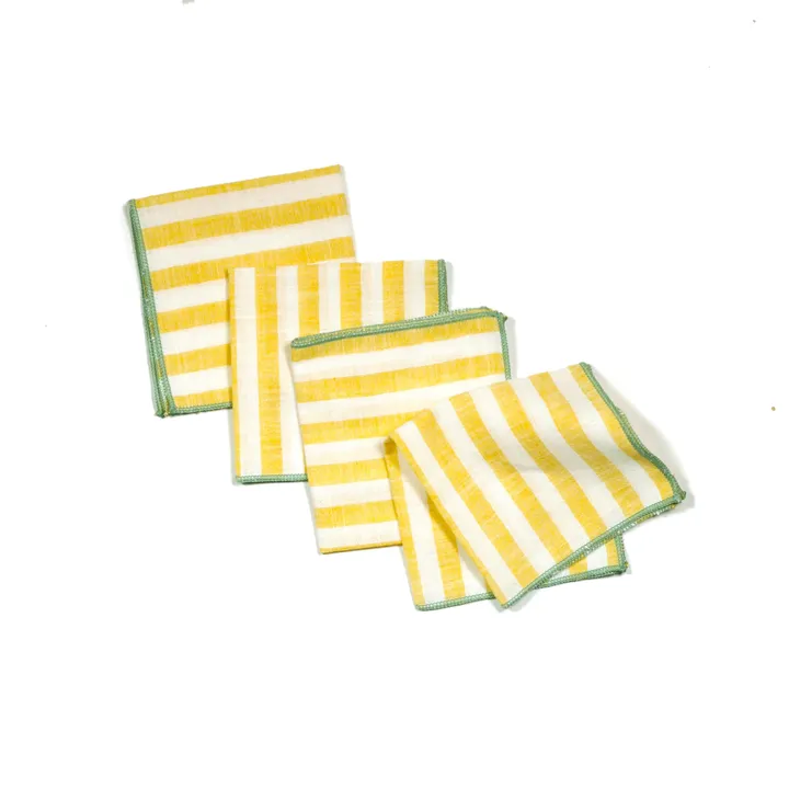 Willow Ship Cabana In Citron Striped Cocktail Napkins