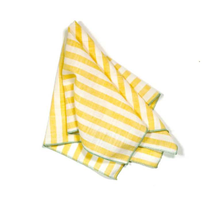 Willow Ship Cabana In Citron Striped Dinner Napkins