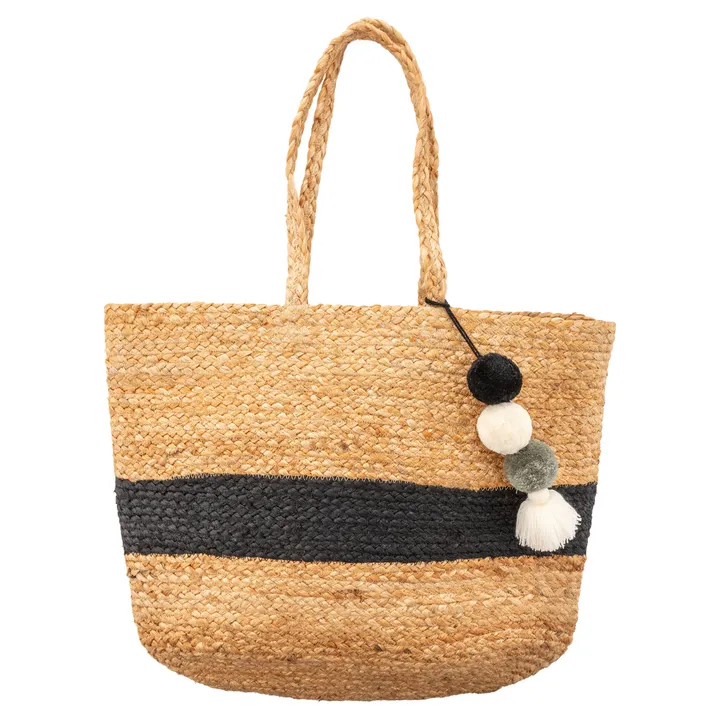 Karma Stripe Jute Beach Bag