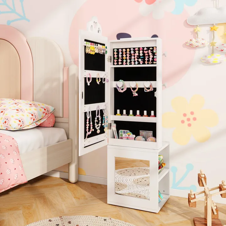 Gbruno Store 3-In-1 Kids Jewelry Cabinet Armoire With Full Length Mirror