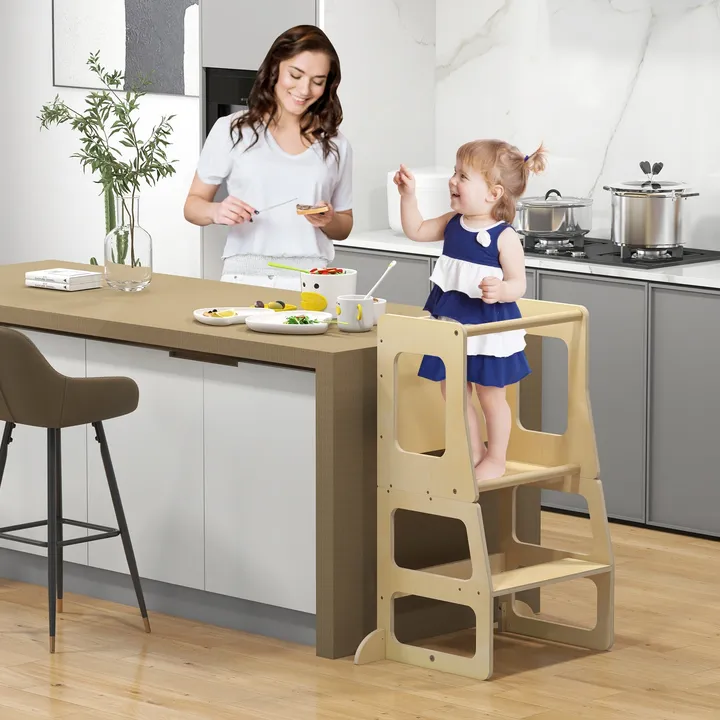 Gbruno Store 3-In-1 Foldable Kitchen Standing Tower For Toddlers With Chalkboard