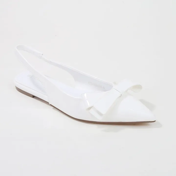 Berness Cinnamon Point Toe Slingback Flats With Oversize Bow
