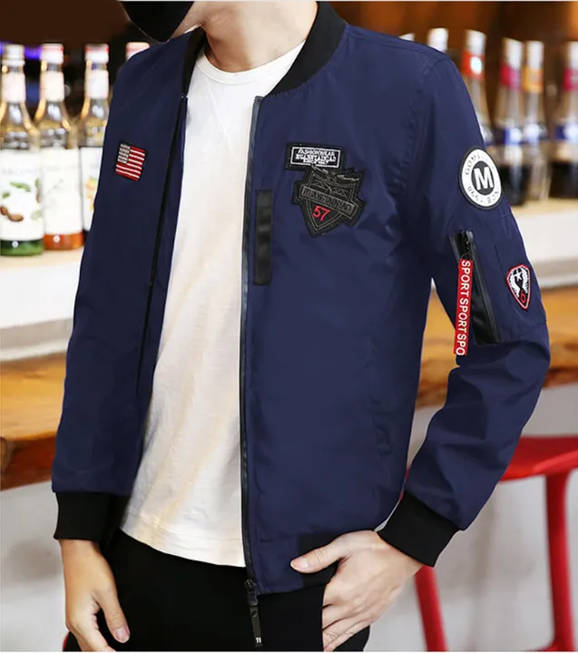 Onetify Mens Bomber Jacket With Zipper Tag