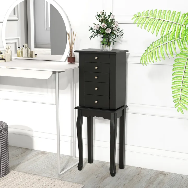 Directdeals 2 Colors Armoire Storage Standing Jewelry Cabinet with Mirror