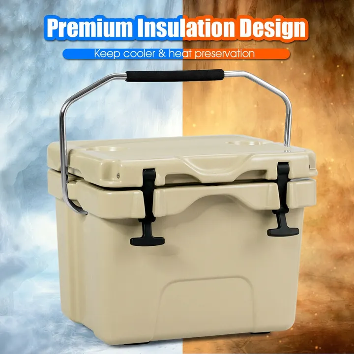 Directdeals 16 Quart 24-Can Capacity Insulated Ice Cooler with 2 Cup Holders