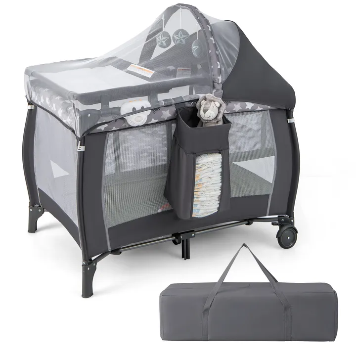 Gbruno Store 4-in-1 Portable Baby Nursery Center With Canopy & Toys