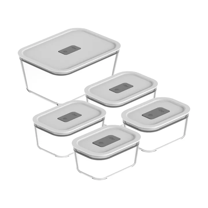 OU OU Food Storage Container Set with Vented Lids, 5 Pc BPA Free Borosilicate Glass