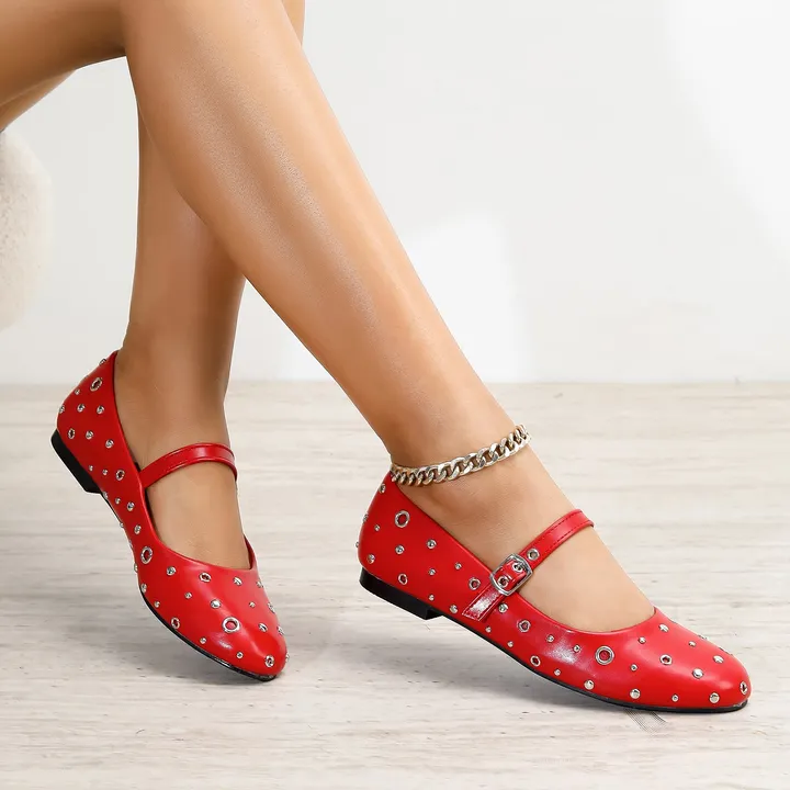 Berness Felicity Studded Mary Jane Flats