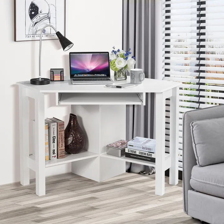 Directdeals Compact Wooden Corner Desk With Storage Drawer