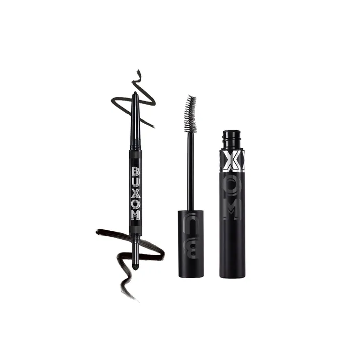 BUXOM Flip Side Liner, Eye Shadow in Back to Black and Mascara Bundle