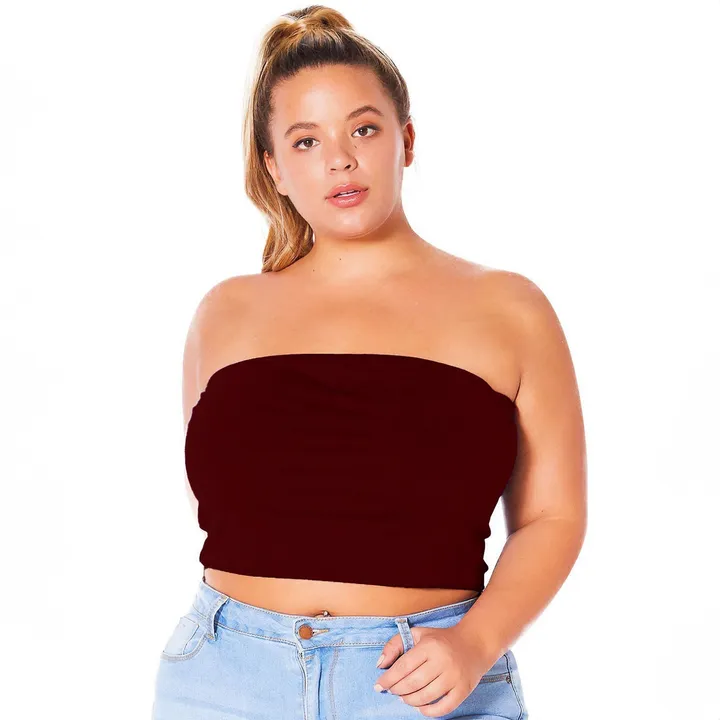 Shop at Konus Plus Size Women's Stylish Sleeveless Cropped Tube Top