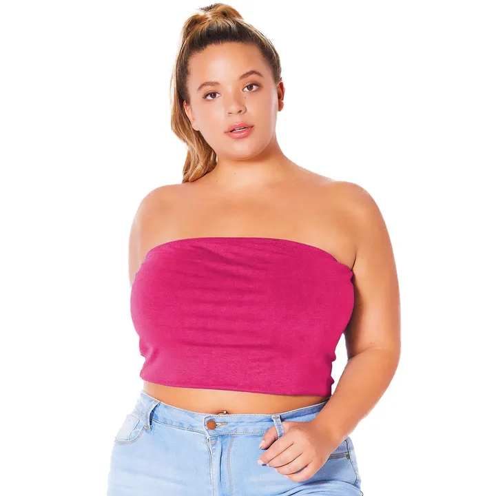 Shop at Konus Plus Size Women's Stylish Sleeveless Cropped Tube Top