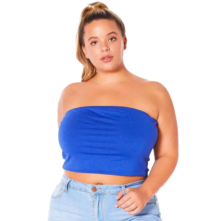 Shop at Konus Plus Size Women's Stylish Sleeveless Cropped Tube Top