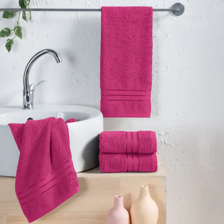 Elegant Comfort 4 Pack Turkish Cotton Three Line Popcorn Hand Towel Set