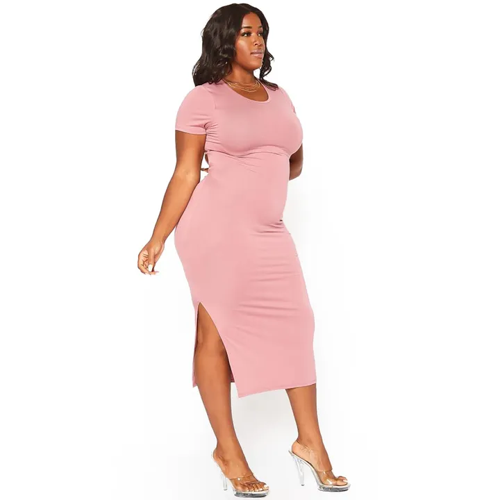 Shop at Konus Plus Size Women's Open Back Bodycon Midi Dress