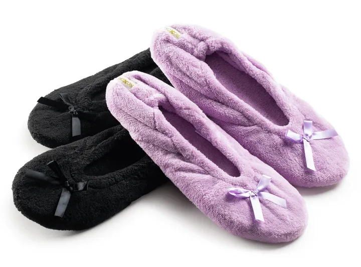 Roxoni Women's Terry Classic Cotton Ballerina Slippers - Pack of 2
