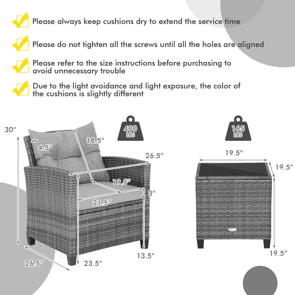 Directdeals Outdoor Wicker Conversation Set With Tempered Glass Tabletop
