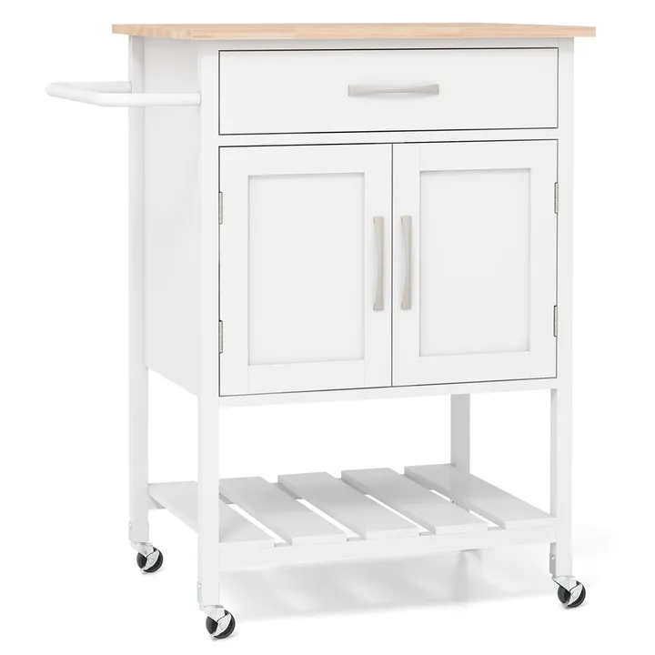 Directdeals Rolling Kitchen Island Cart with Drawer & Towel Rack