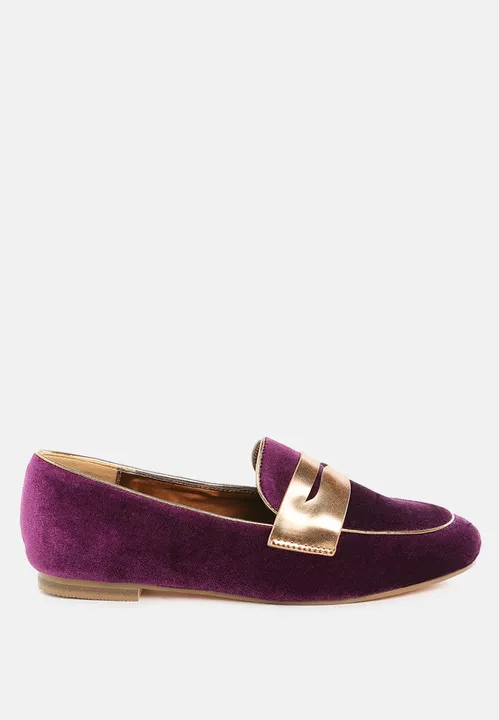 Rag & Co Malta Penny Strap Velvet Loafers