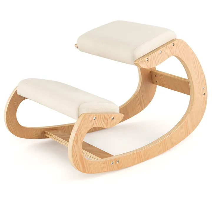 Directdeals Wooden Rocking Chair With Comfortable Padded Seat Cushion