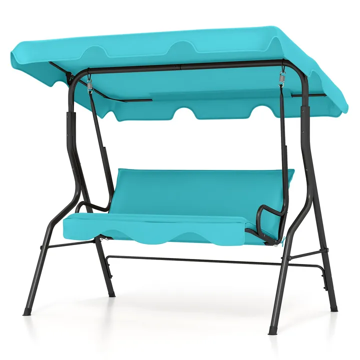 Directdeals 3 Seat Outdoor Patio Canopy Swing With Cushioned Steel Frame